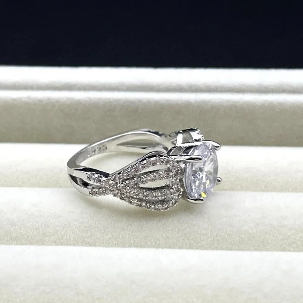 .925 Sterling Silver with White Diamond Cubic Zirconia Vintage Style Ring 6